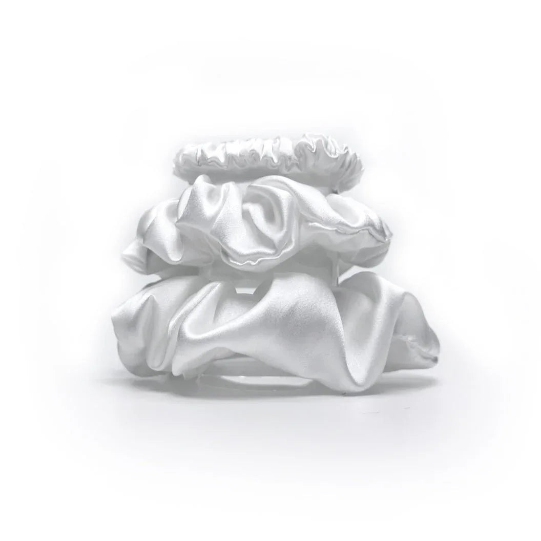 Silkkinen hiusdonitsi scrunchie 3 kpl setti - lahjaidea valkoinen - Wellen