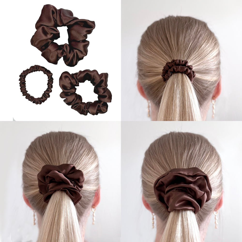 Silkkinen hiuslenkki 3 kpl setti ruskea - Wellen Beauty - Wellen